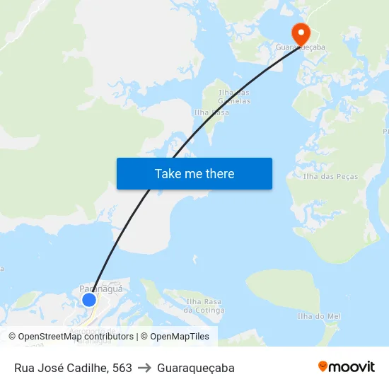 Rua José Cadilhe, 563 to Guaraqueçaba map