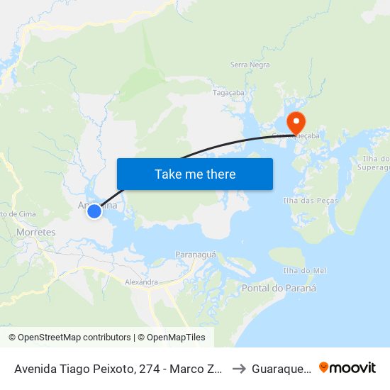 Avenida Tiago Peixoto, 274 - Marco Zero Graciosa to Guaraqueçaba map