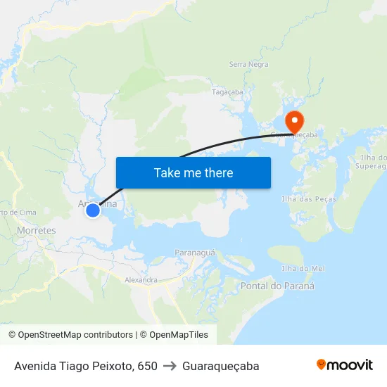 Avenida Tiago Peixoto, 650 to Guaraqueçaba map