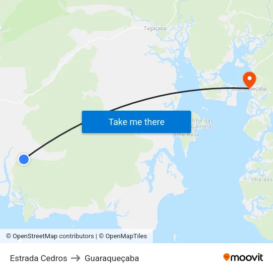 Estrada Cedros to Guaraqueçaba map