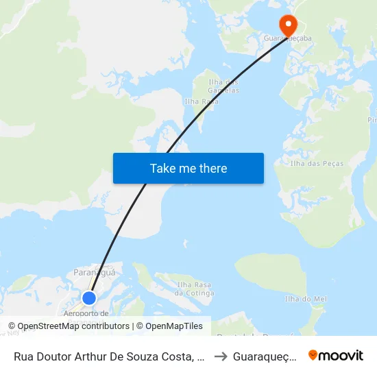 Rua Doutor Arthur De Souza Costa, 1736 to Guaraqueçaba map