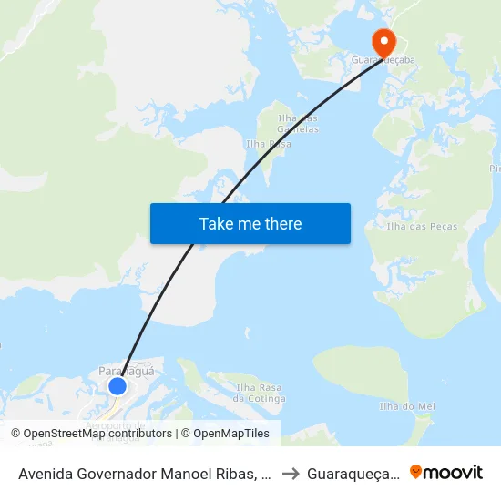 Avenida Governador Manoel Ribas, 404 to Guaraqueçaba map