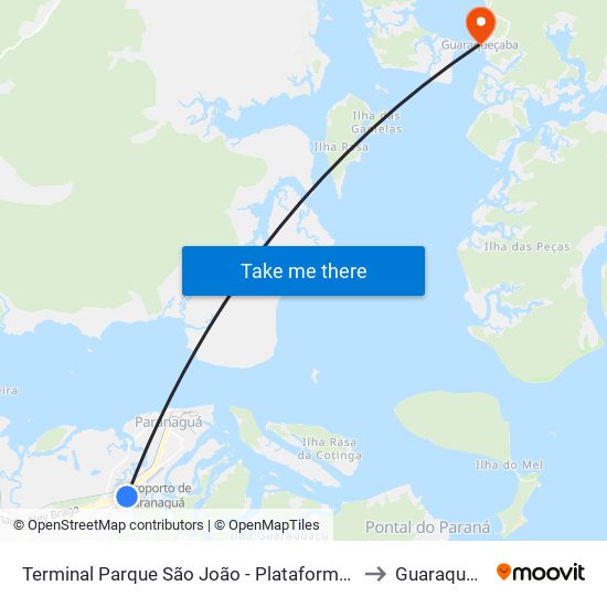 Terminal Parque São João - Plataforma Madrugueiro to Guaraqueçaba map