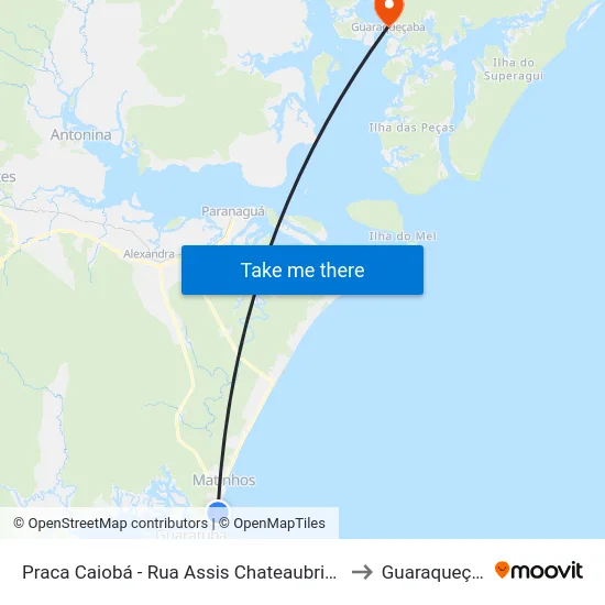 Praca Caiobá - Rua Assis Chateaubriand 120 to Guaraqueçaba map
