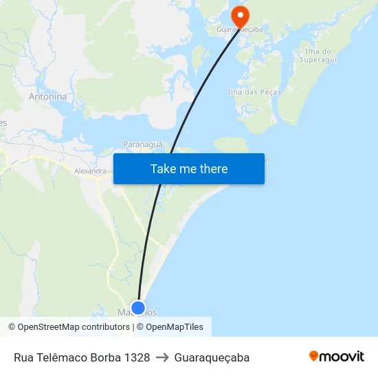 Rua Telêmaco Borba 1328 to Guaraqueçaba map