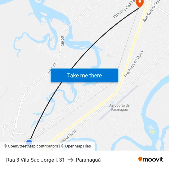 Rua 3 Vila Sao Jorge I, 31 to Paranaguá map
