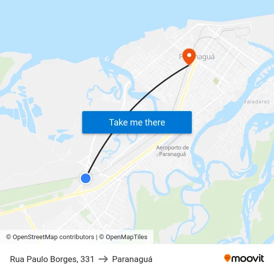 Rua Paulo Borges, 331 to Paranaguá map