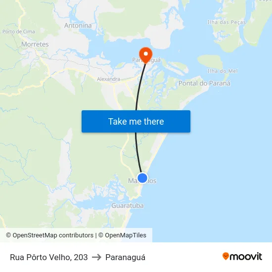 Rua Pôrto Velho, 203 to Paranaguá map