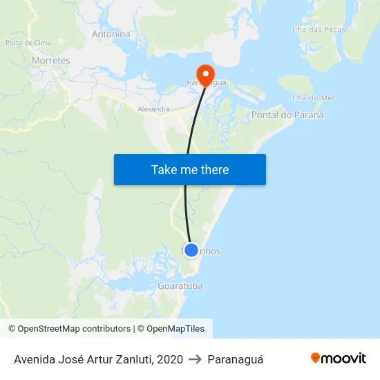 Avenida José Artur Zanluti, 2020 to Paranaguá map