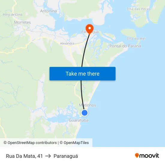 Rua Da Mata, 41 to Paranaguá map