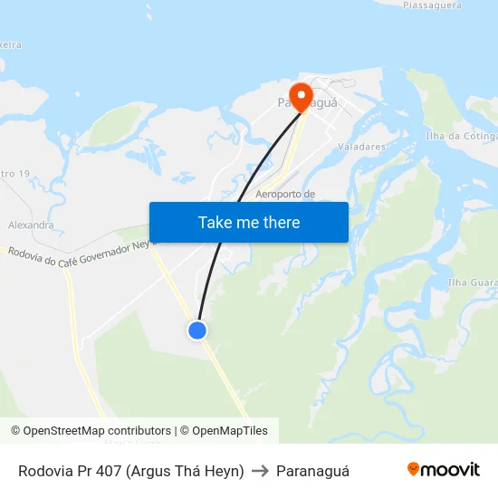Rodovia Pr 407 (Argus Thá Heyn) to Paranaguá map