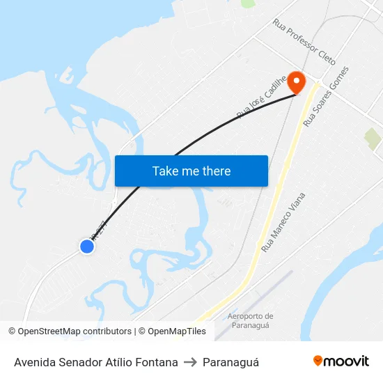 Avenida Senador Atílio Fontana to Paranaguá map