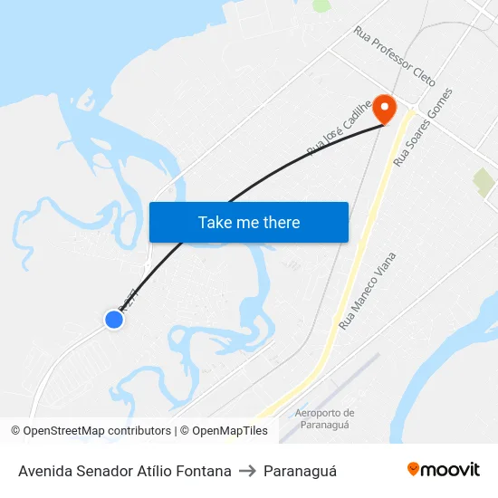 Avenida Senador Atílio Fontana to Paranaguá map