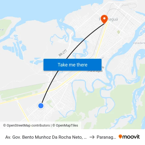 Av. Gov. Bento Munhoz Da Rocha Neto, 5610 to Paranaguá map