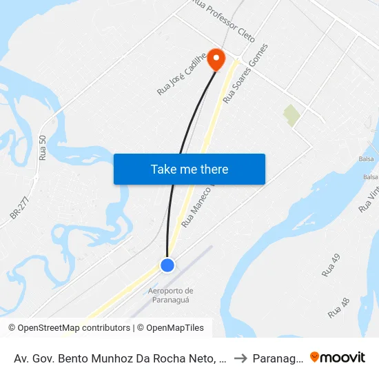 Av. Gov. Bento Munhoz Da Rocha Neto, 1046 to Paranaguá map
