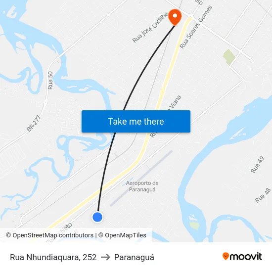 Rua Nhundiaquara, 252 to Paranaguá map