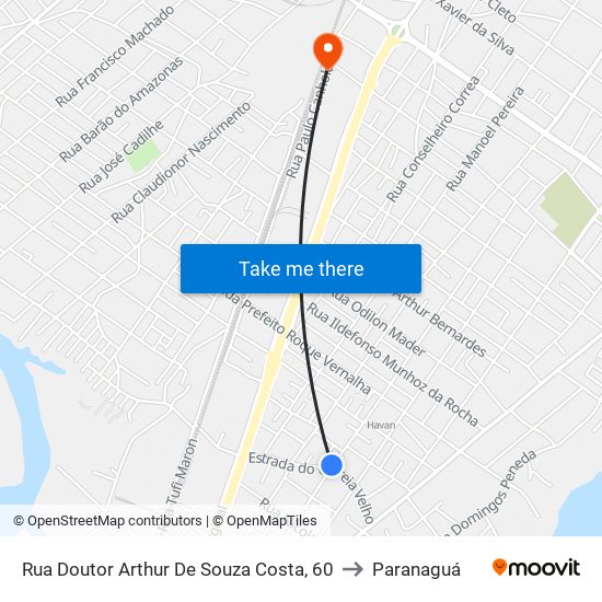 Rua Doutor Arthur De Souza Costa, 60 to Paranaguá map