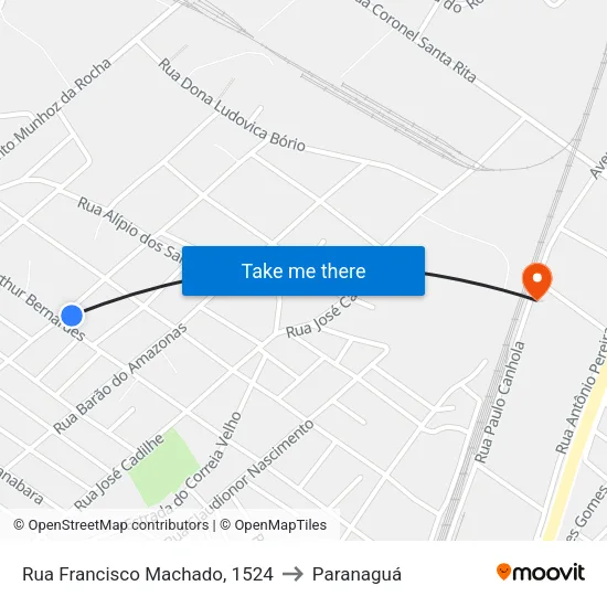 Rua Francisco Machado, 1524 to Paranaguá map