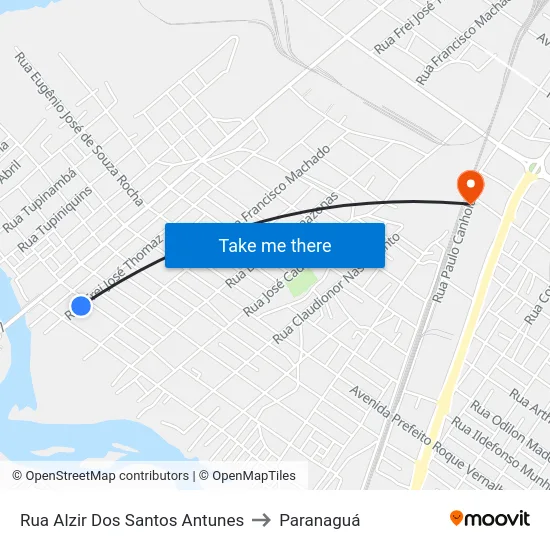 Rua Alzir Dos Santos Antunes to Paranaguá map