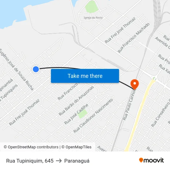 Rua Tupiniquim, 645 to Paranaguá map