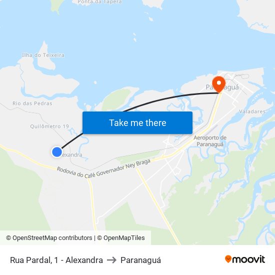 Rua Pardal, 1 - Alexandra to Paranaguá map