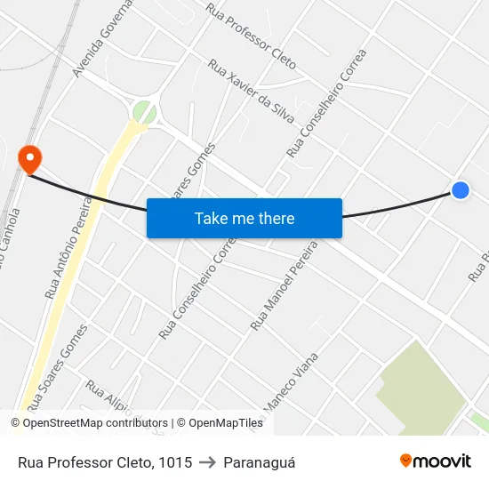 Rua Professor Cleto, 1015 to Paranaguá map