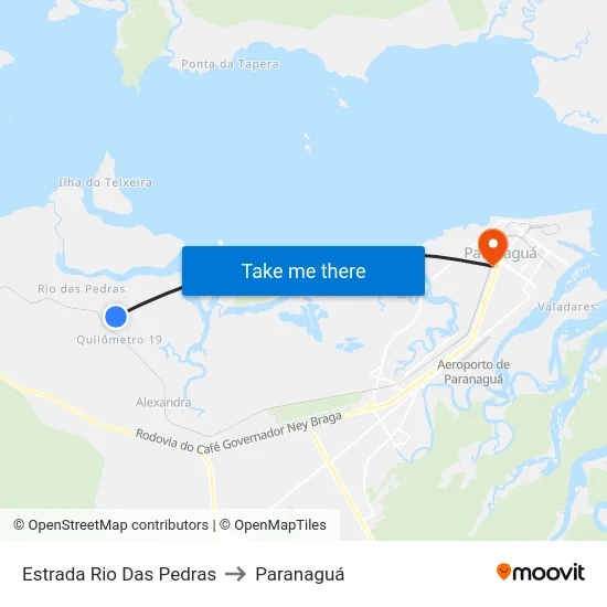 Estrada Rio Das Pedras to Paranaguá map