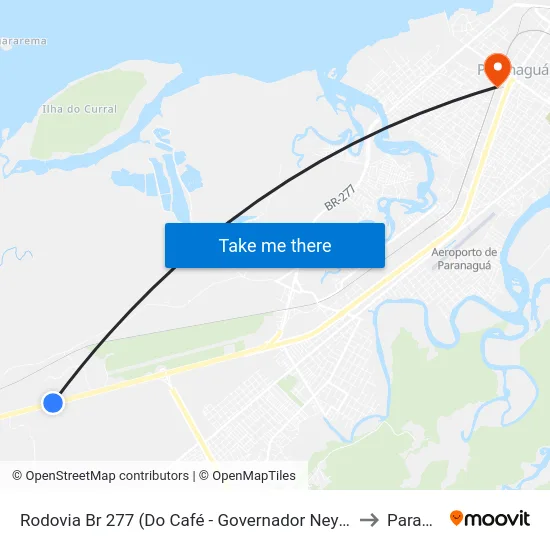 Rodovia Br 277 (Do Café - Governador Ney Braga) Alto Da Pixirica to Paranaguá map