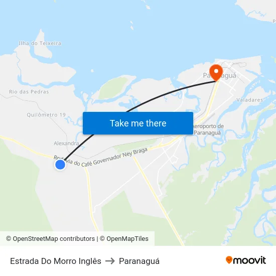 Estrada Do Morro Inglês to Paranaguá map