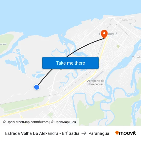 Estrada Velha De Alexandra - Brf Sadia to Paranaguá map