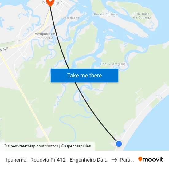 Ipanema - Rodovia Pr 412 - Engenheiro Darci Gomes De Morais, 5310 to Paranaguá map