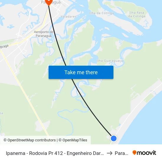Ipanema - Rodovia Pr 412 - Engenheiro Darci Gomes De Morais, 5383 to Paranaguá map