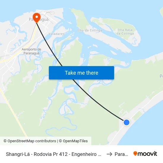 Shangri-Lá - Rodovia Pr 412 - Engenheiro Darci Gomes De Morais to Paranaguá map