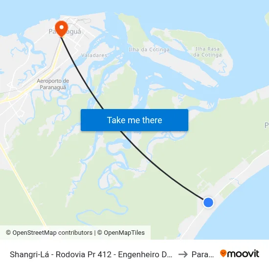 Shangri-Lá - Rodovia Pr 412 - Engenheiro Darci Gomes De Morais, 10001 to Paranaguá map