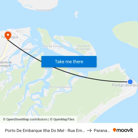 Porto De Embarque Ilha Do Mel - Rua Embaúba, 17 to Paranaguá map