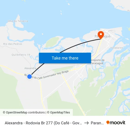 Alexandra - Rodovia Br 277 (Do Café - Governador Ney Braga) to Paranaguá map