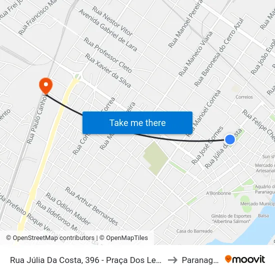 Rua Júlia Da Costa, 396 - Praça Dos Leões to Paranaguá map