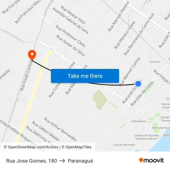 Rua Jose Gomes, 180 to Paranaguá map