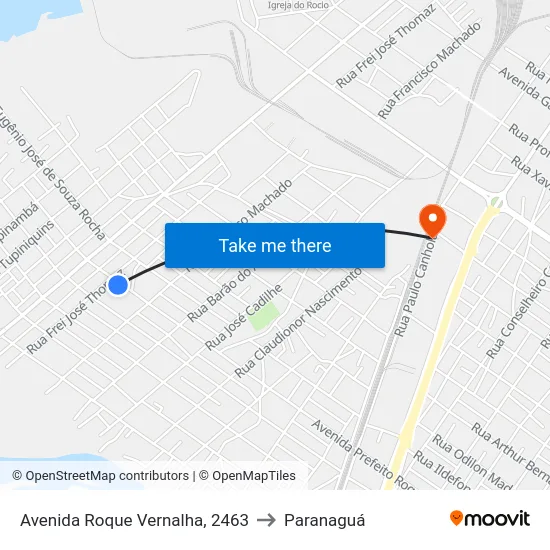 Avenida Roque Vernalha, 2463 to Paranaguá map