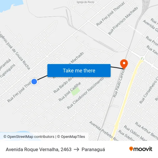 Avenida Roque Vernalha, 2463 to Paranaguá map