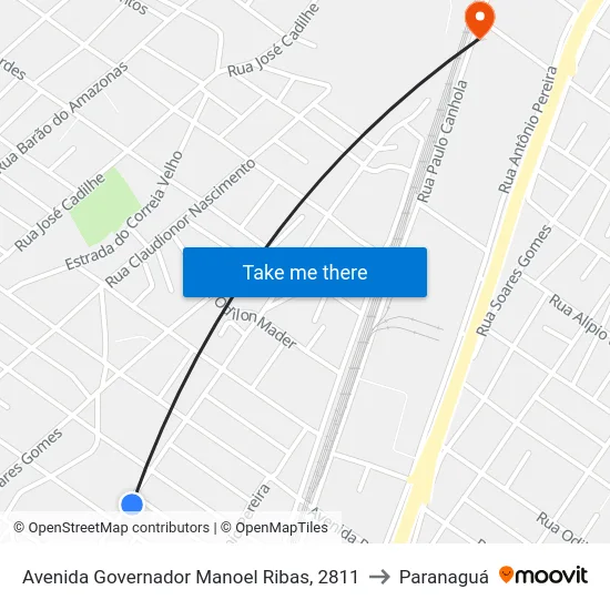 Avenida Governador Manoel Ribas, 2811 to Paranaguá map