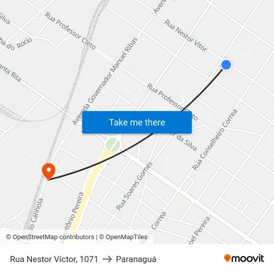 Rua Nestor Víctor, 1071 to Paranaguá map