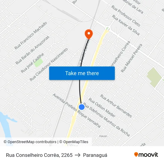 Rua Conselheiro Corrêa, 2265 to Paranaguá map