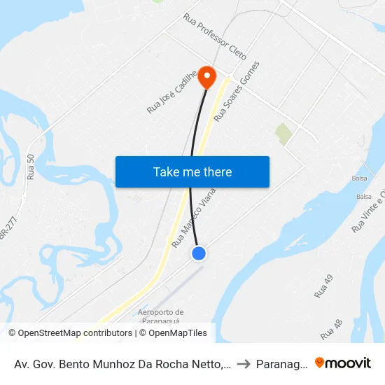 Av. Gov. Bento Munhoz Da Rocha Netto, 134 to Paranaguá map