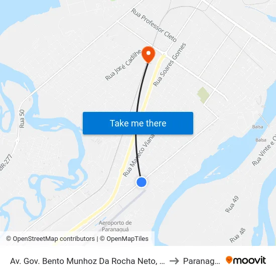 Av. Gov. Bento Munhoz Da Rocha Neto, 135 to Paranaguá map