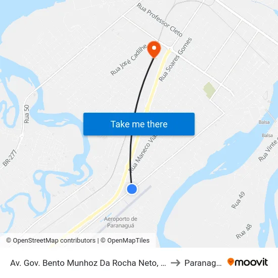 Av. Gov. Bento Munhoz Da Rocha Neto, 772 to Paranaguá map