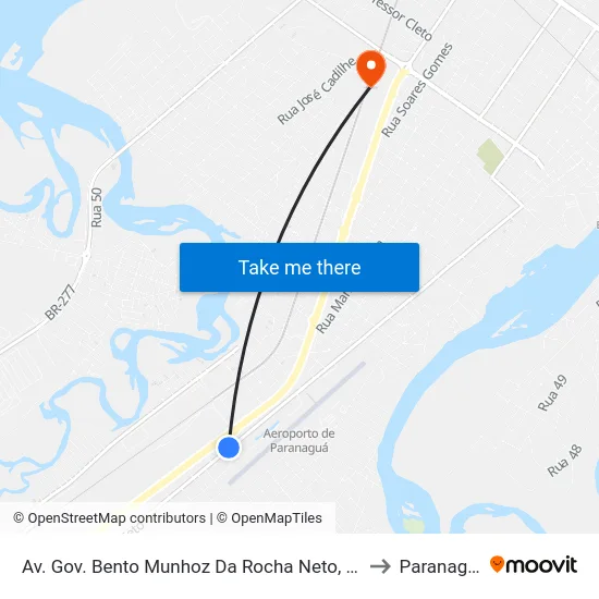 Av. Gov. Bento Munhoz Da Rocha Neto, 2310 to Paranaguá map