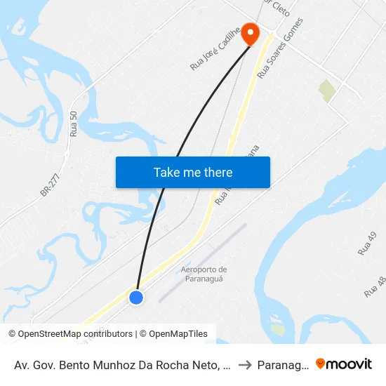 Av. Gov. Bento Munhoz Da Rocha Neto, 2171 to Paranaguá map