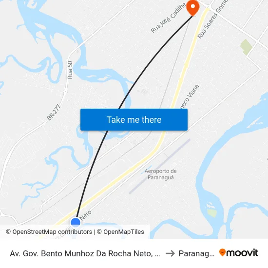 Av. Gov. Bento Munhoz Da Rocha Neto, 2945 to Paranaguá map