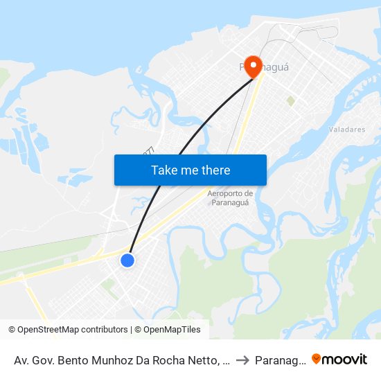 Av. Gov. Bento Munhoz Da Rocha Netto, 4320 to Paranaguá map